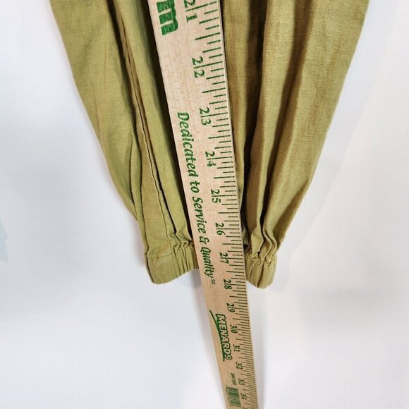Urban Outfitters Bohemian Christina Tapered Wrap Pants Joggers Linen Blend Green - Picture 11 of 11
